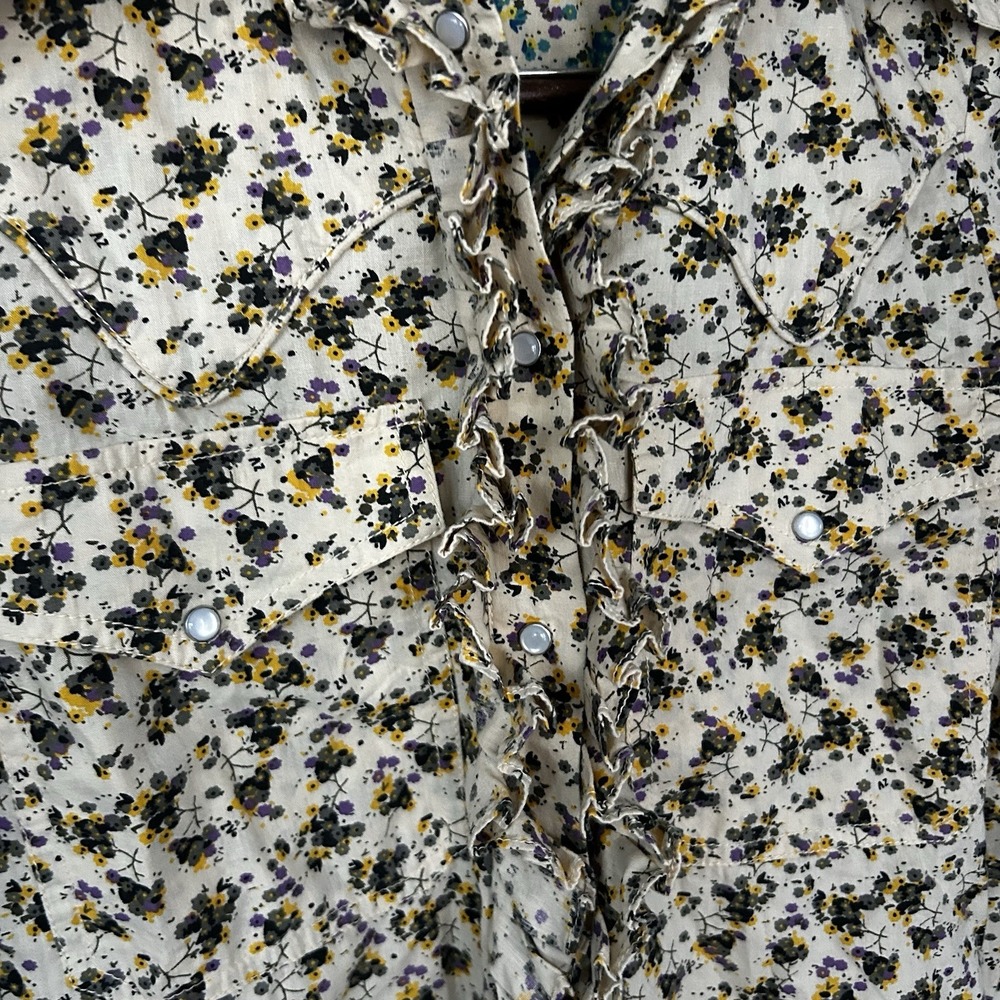 zadig voltaire Blouse Floral Ruffle Shirt Snap Button Size XS - Picture 4 of 9